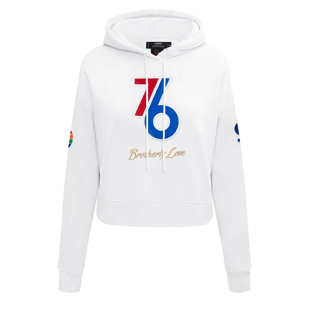 NBA PHILADELPHIA 76ERS CITY EDITION 24-25 WOMEN'S FLC CROPPED PO HOODI (WHITE)