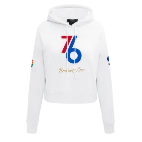 NBA PHILADELPHIA 76ERS CITY EDITION 24-25 WOMEN'S FLC CROPPED PO HOODI (WHITE)