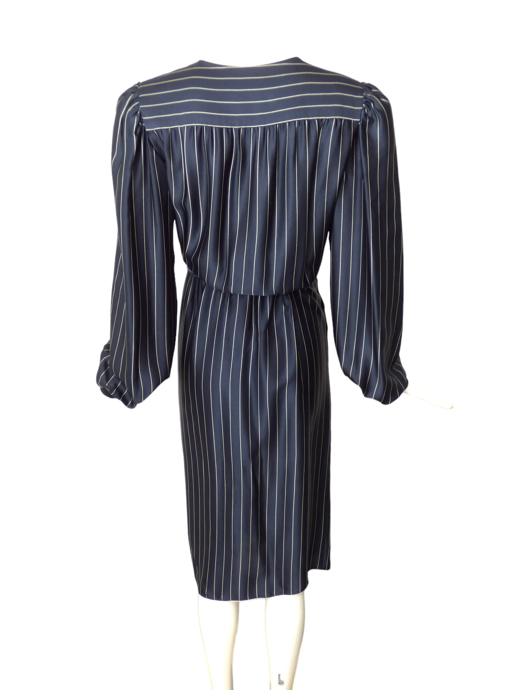 OSCAR DE LA RENTA- 80s Silk Stripe Dress, Size 8