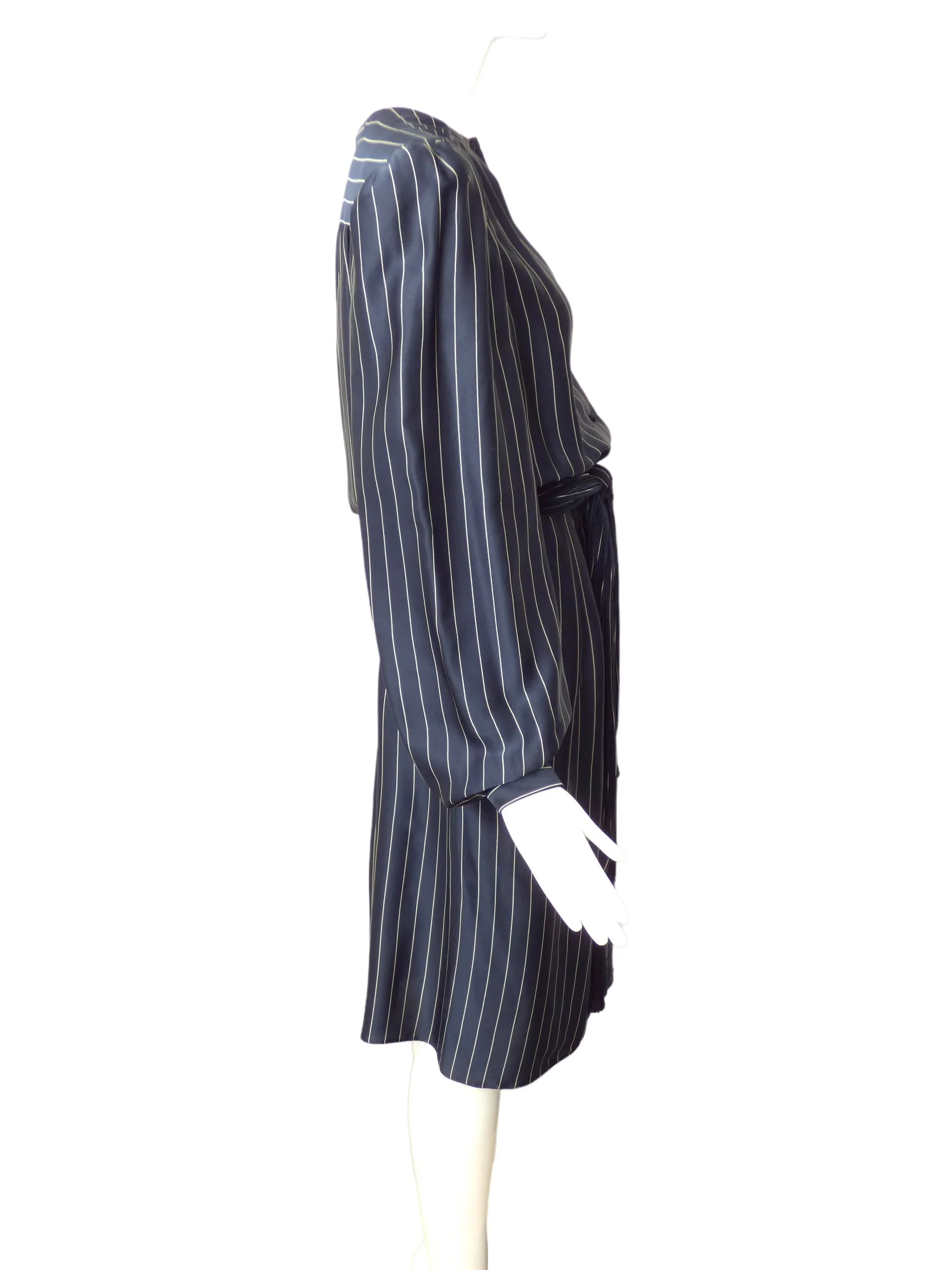 OSCAR DE LA RENTA- 80s Silk Stripe Dress, Size 8