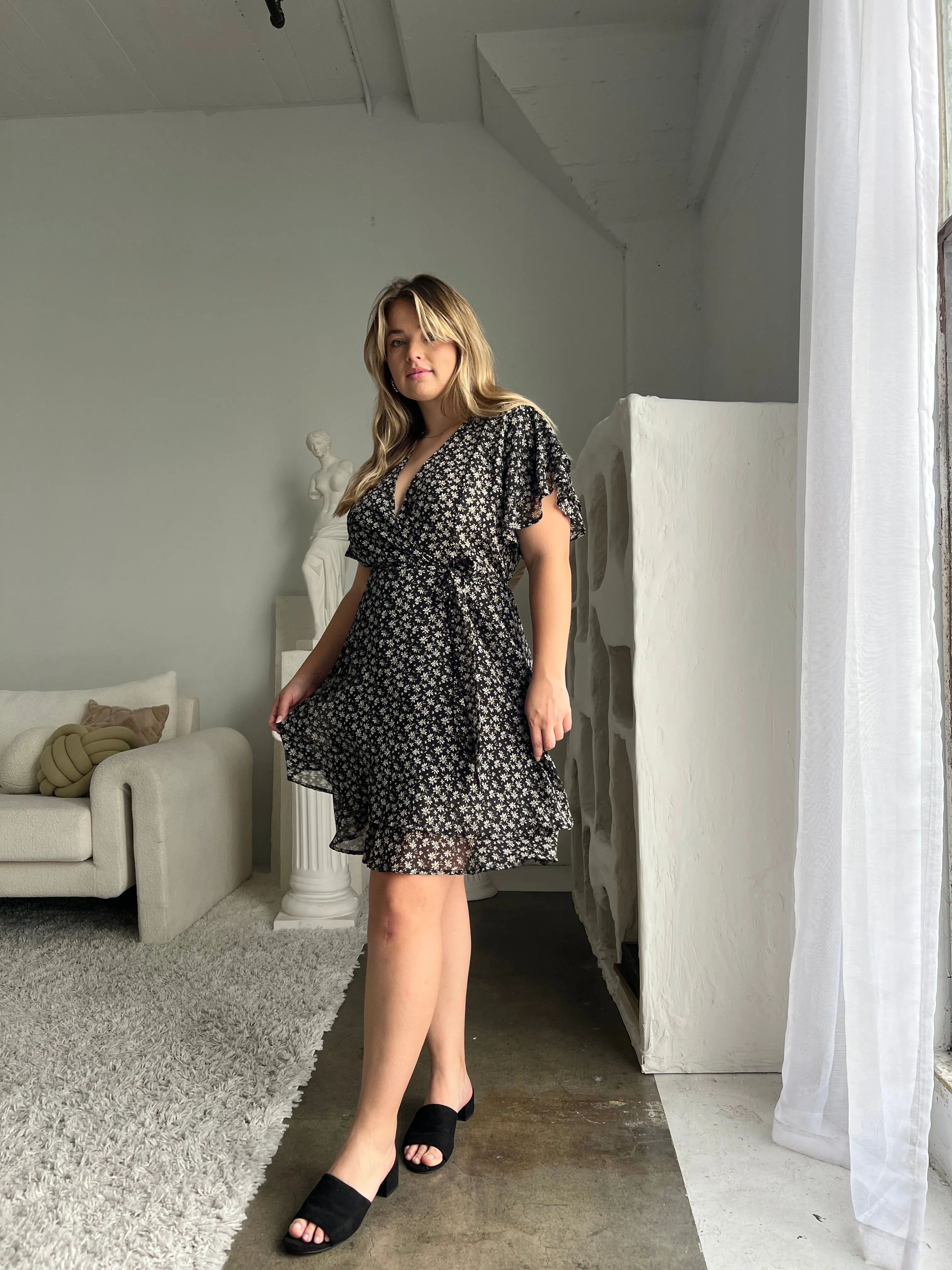 Plus Size Daisies Belted Sundress