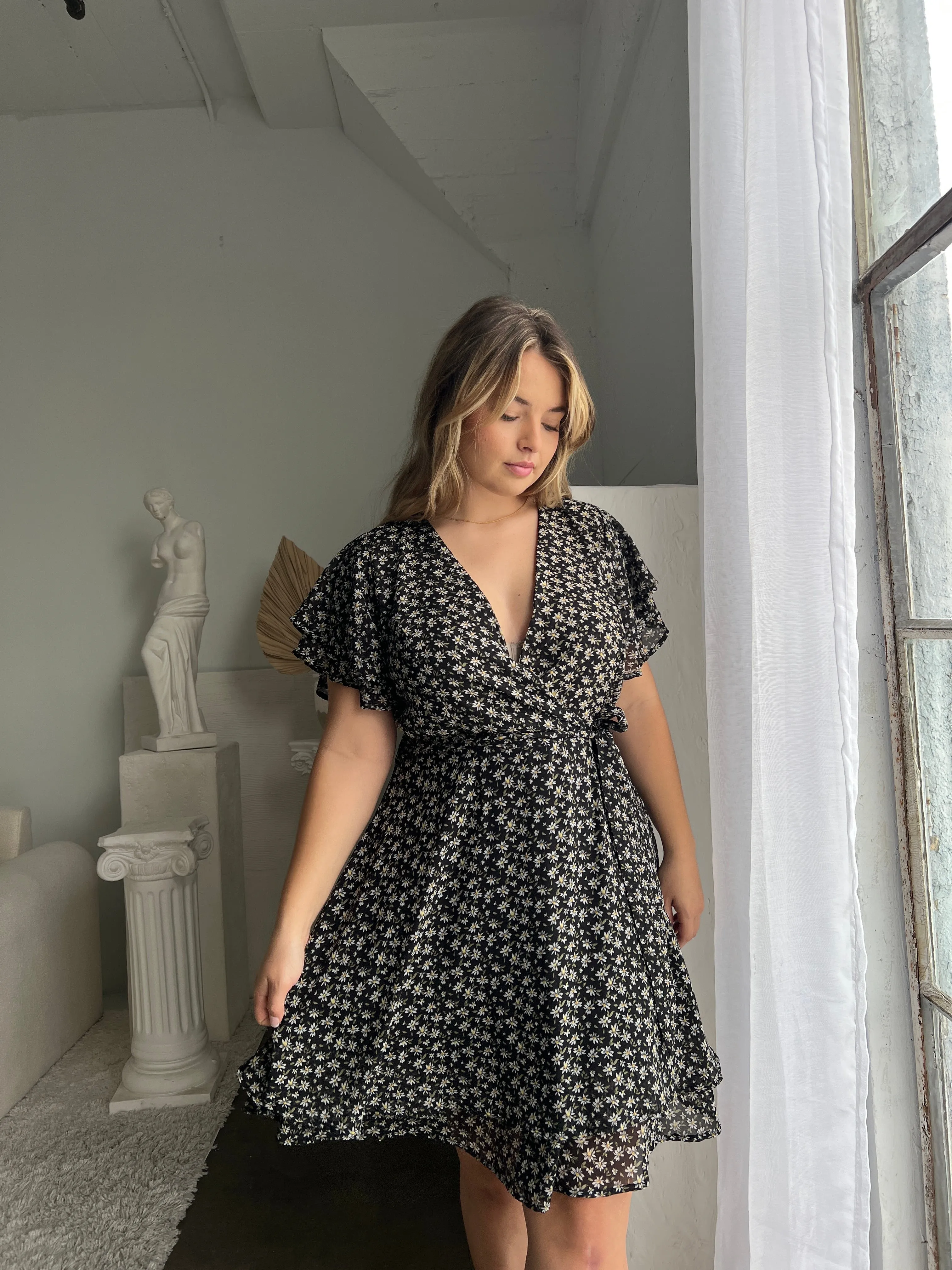 Plus Size Daisies Belted Sundress