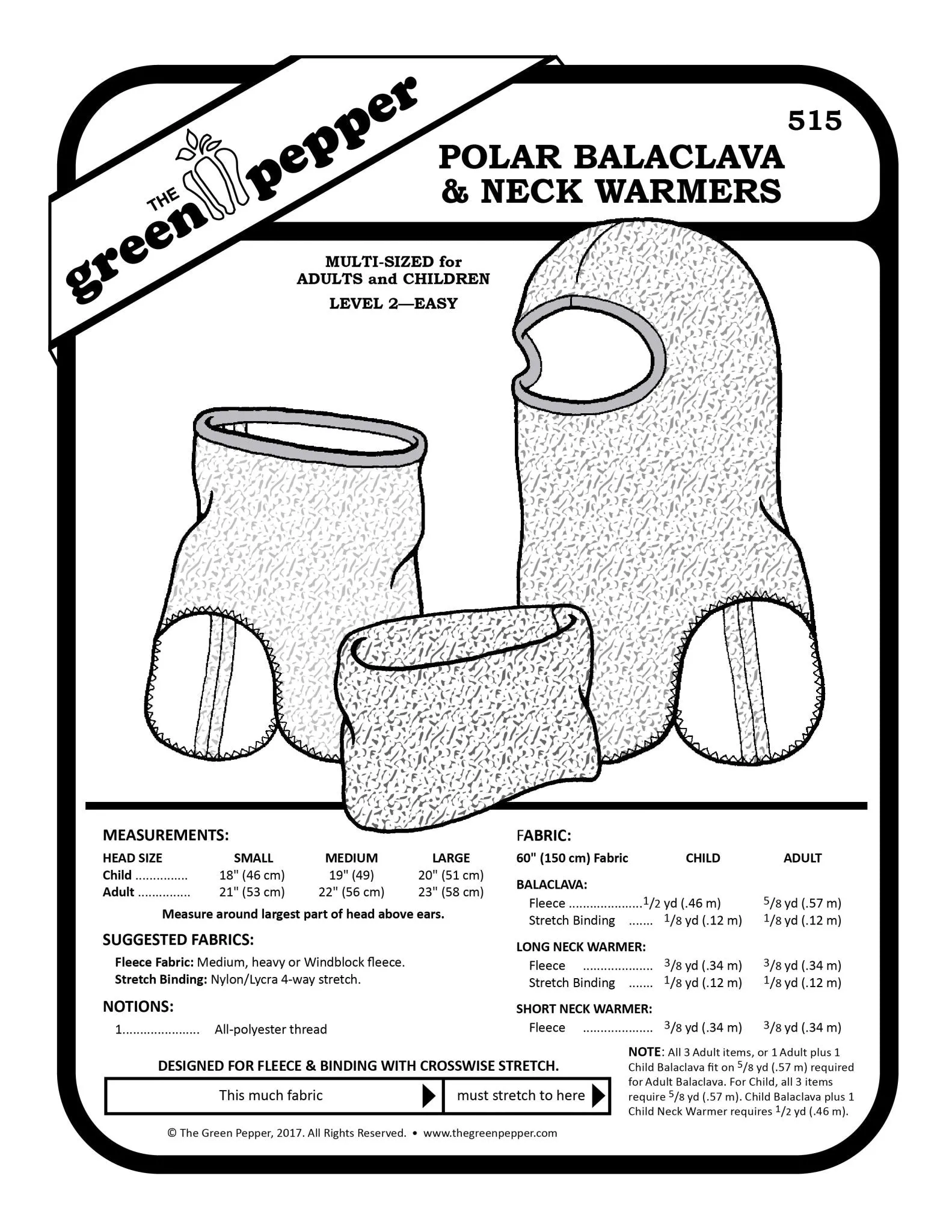 Polar Balaclava & Neck Warmers PDF Pattern - 515 - The Green Pepper Patterns