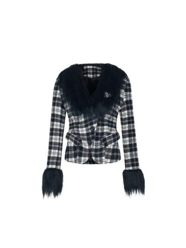 Punk night plaid jacket and pleated skirt【s0000004097】