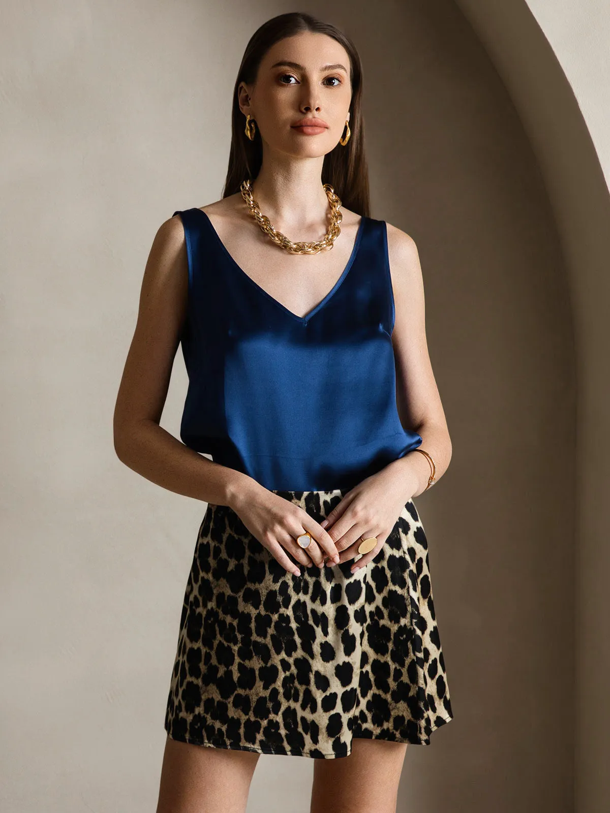 Pure Silk Wide Straps Camisole Top