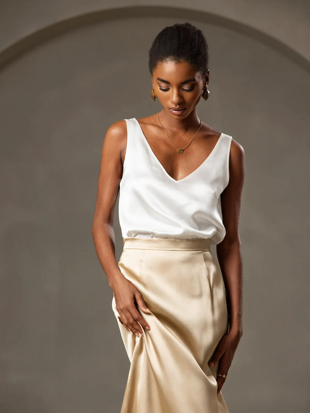 Pure Silk Wide Straps Camisole Top