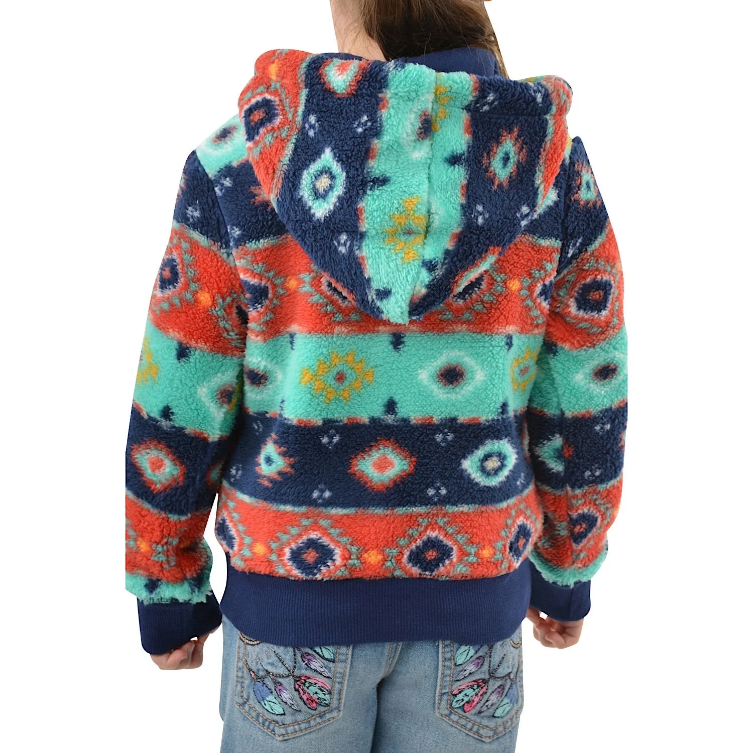 Pure Western Girl's Cailan Zip Up Hoodie-Navy/Multi