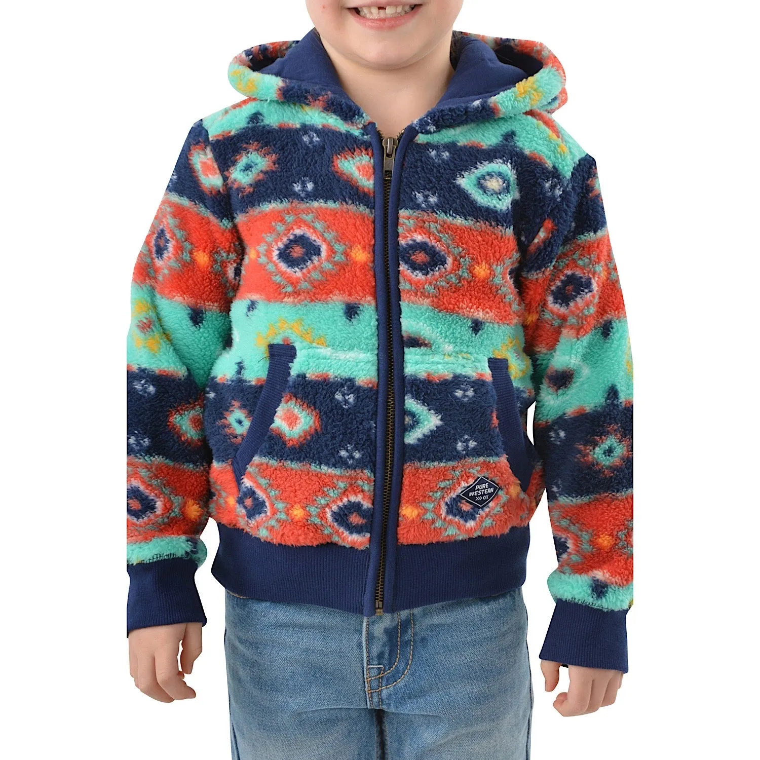 Pure Western Girl's Cailan Zip Up Hoodie-Navy/Multi