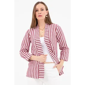 Red Striped Shawl Jacket