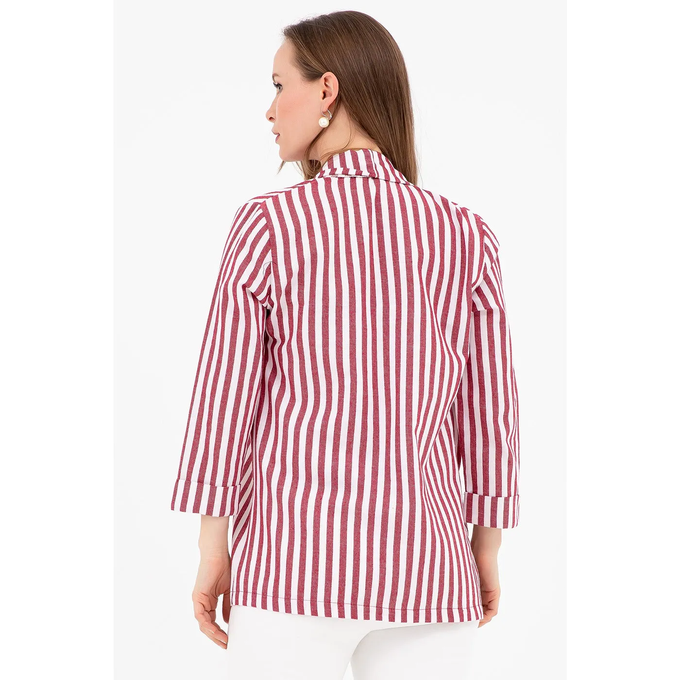 Red Striped Shawl Jacket