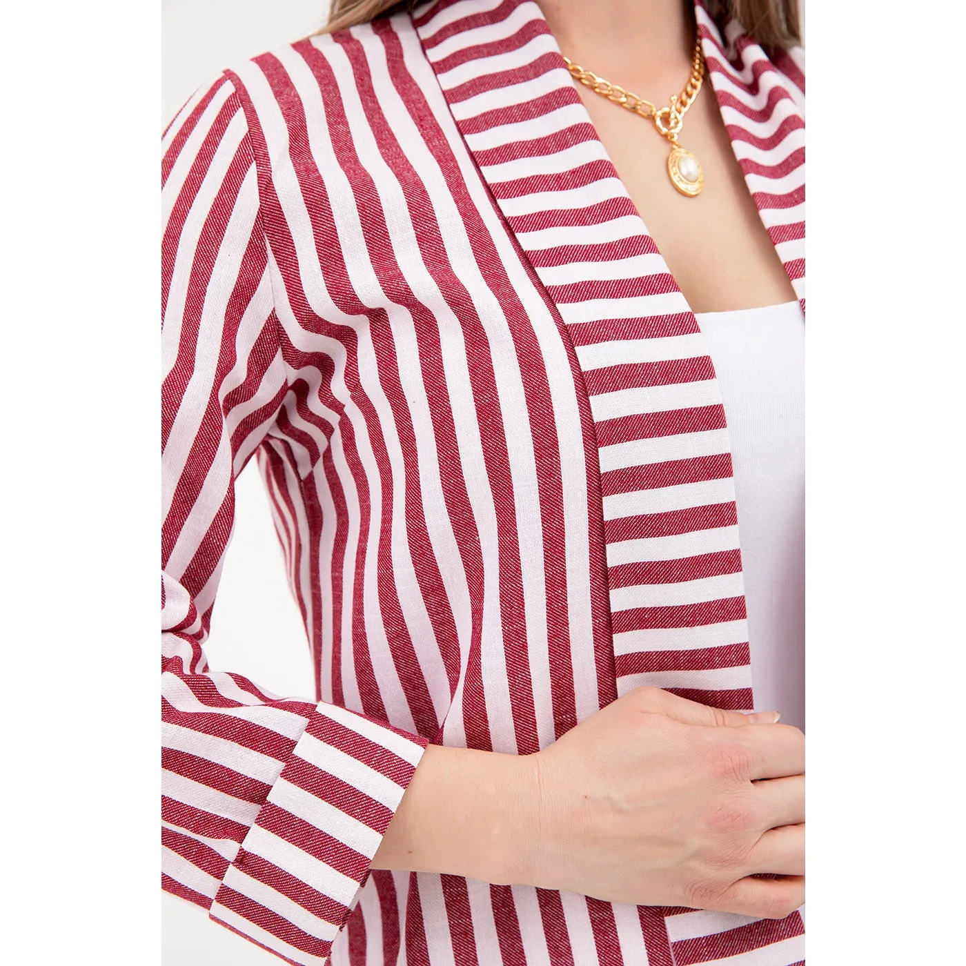 Red Striped Shawl Jacket