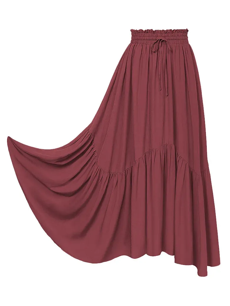 Renaissance Irregular Hem Flared Swing Pocket Skirt