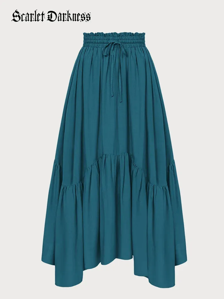 Renaissance Irregular Hem Flared Swing Pocket Skirt