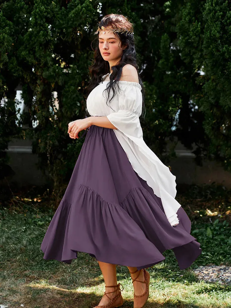 Renaissance Irregular Hem Flared Swing Pocket Skirt