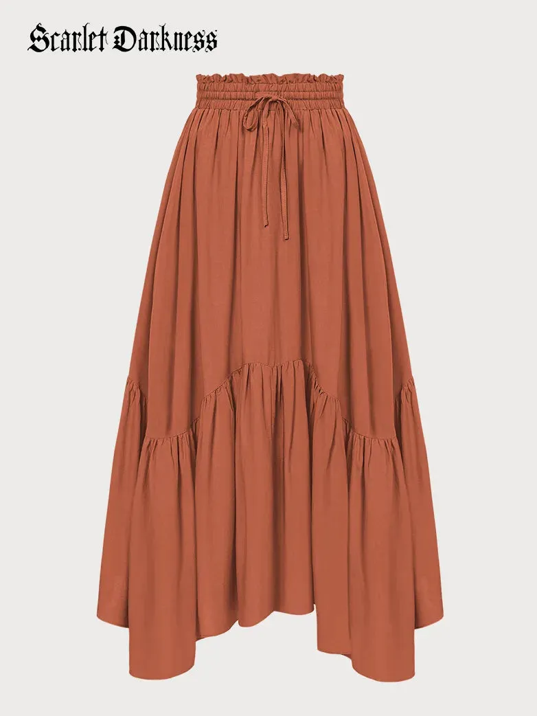 Renaissance Irregular Hem Flared Swing Pocket Skirt