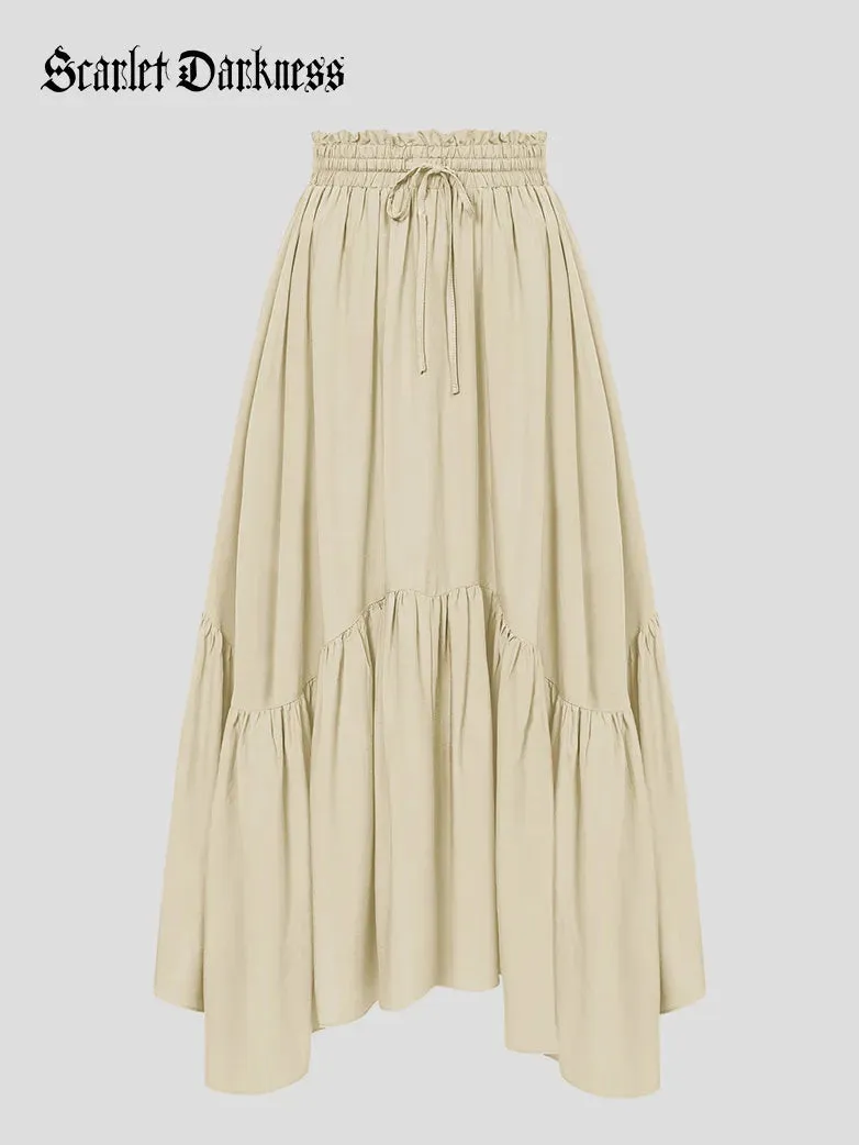 Renaissance Irregular Hem Flared Swing Pocket Skirt