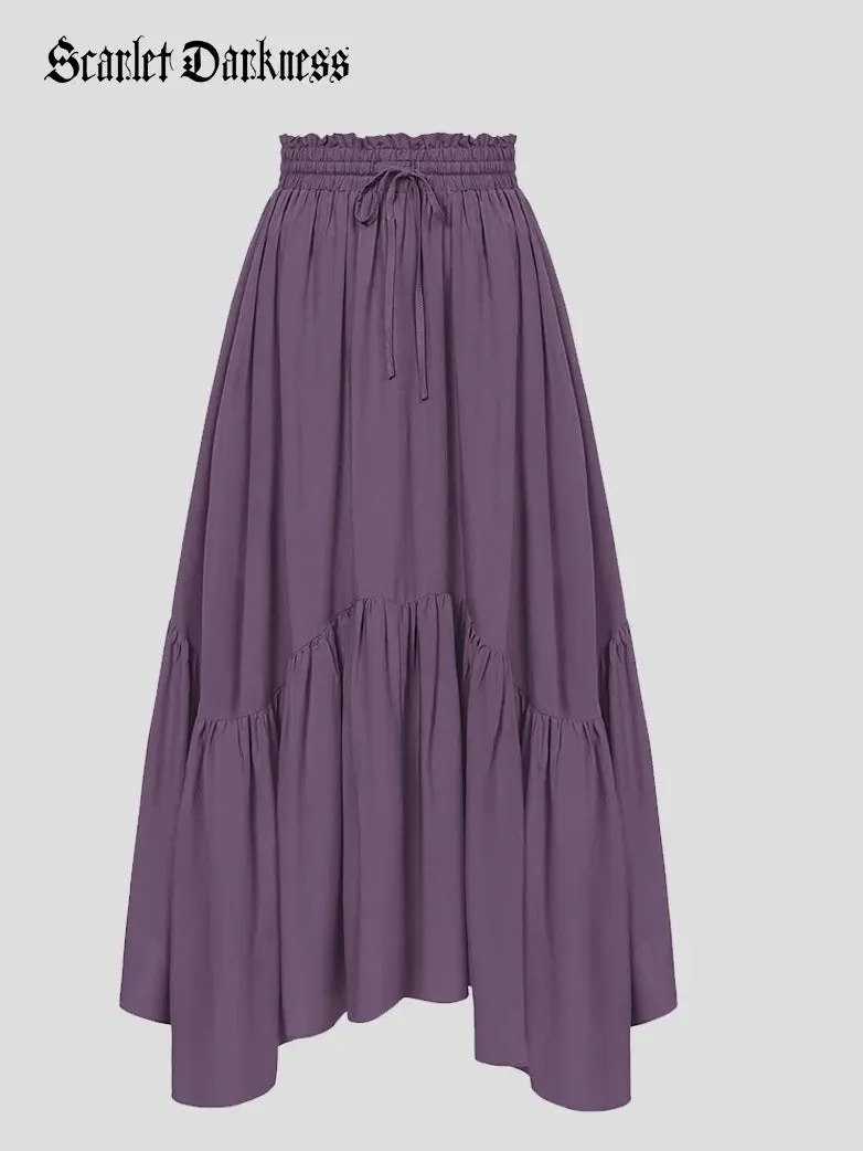 Renaissance Irregular Hem Flared Swing Pocket Skirt