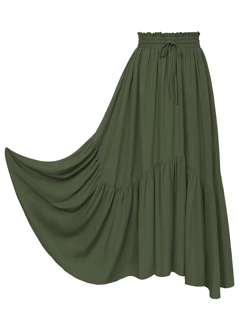 Renaissance Irregular Hem Flared Swing Pocket Skirt
