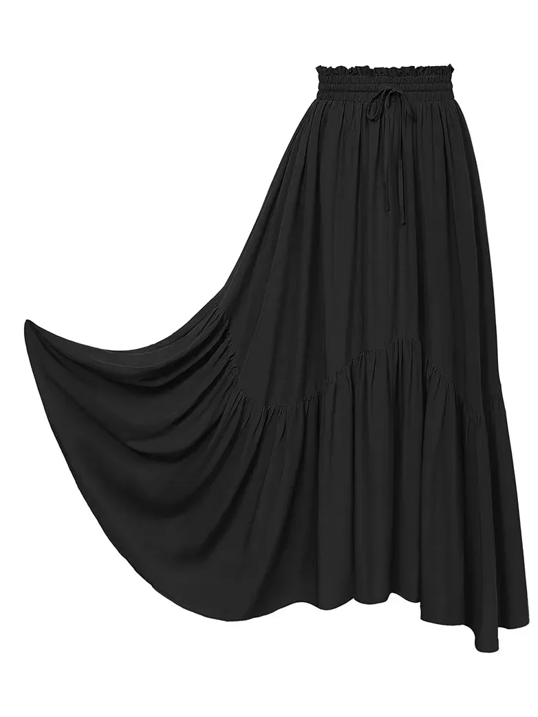 Renaissance Irregular Hem Flared Swing Pocket Skirt