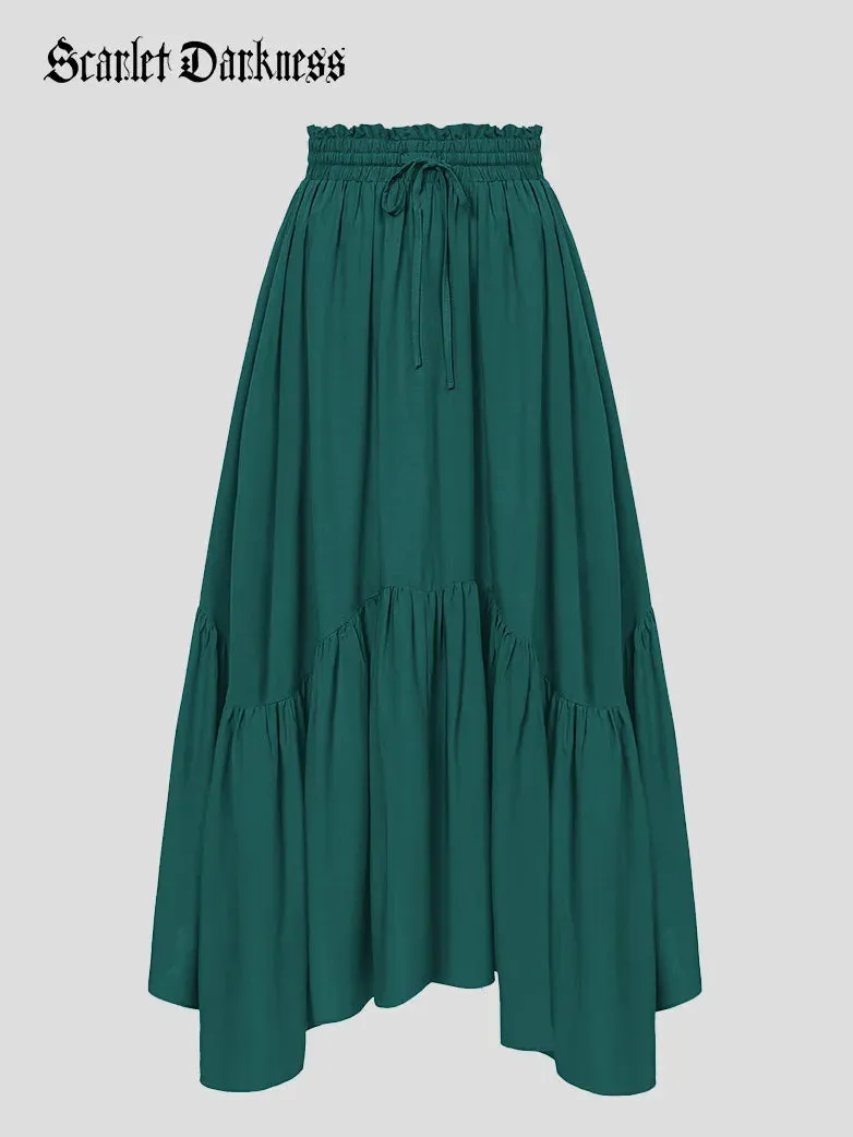 Renaissance Irregular Hem Flared Swing Pocket Skirt