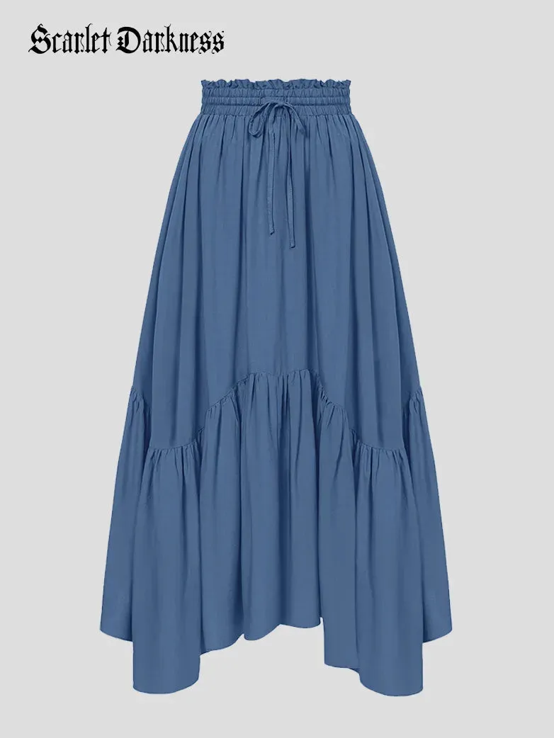 Renaissance Irregular Hem Flared Swing Pocket Skirt