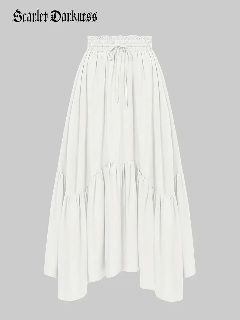 Renaissance Irregular Hem Flared Swing Pocket Skirt