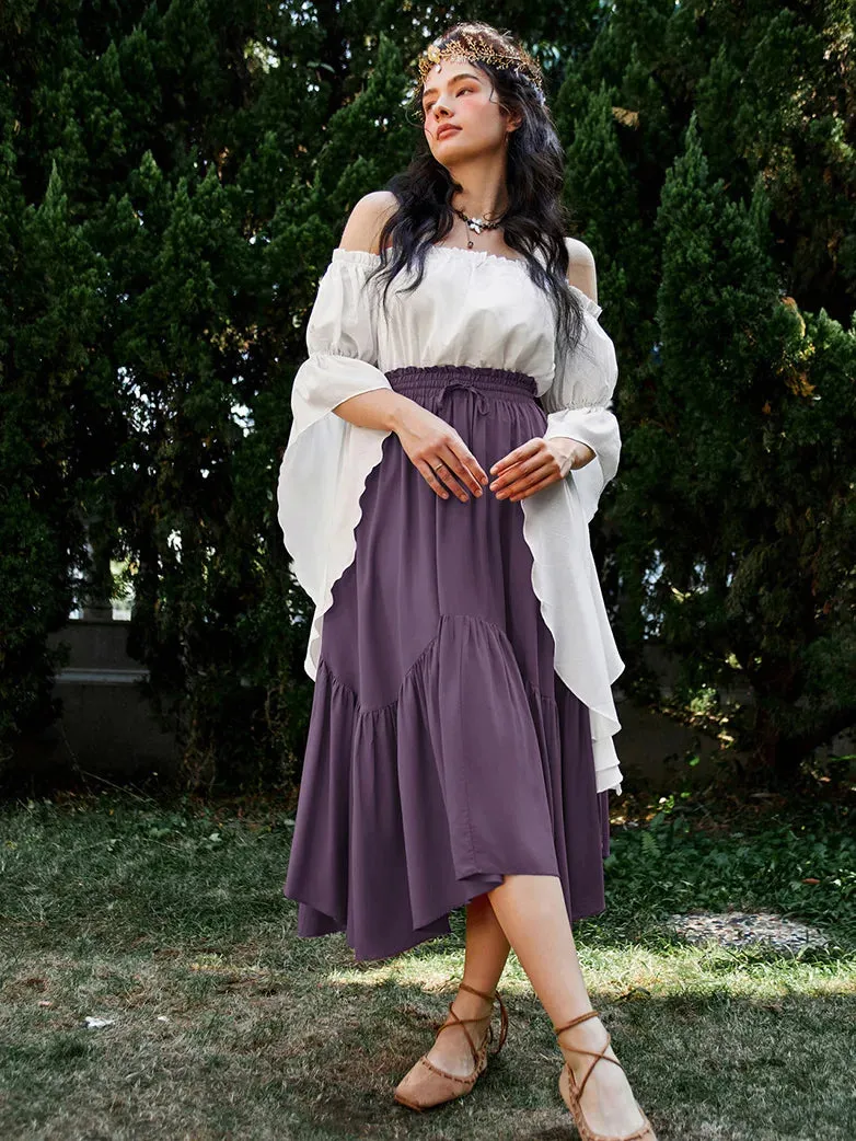 Renaissance Irregular Hem Flared Swing Pocket Skirt