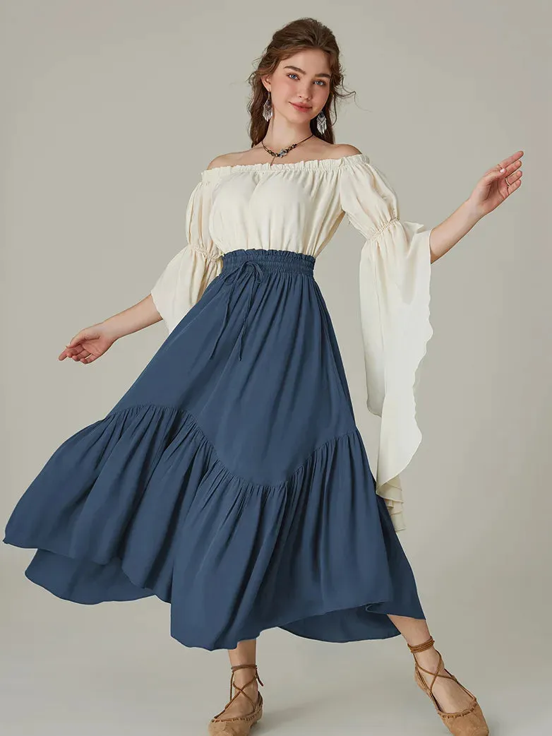 Renaissance Irregular Hem Flared Swing Pocket Skirt