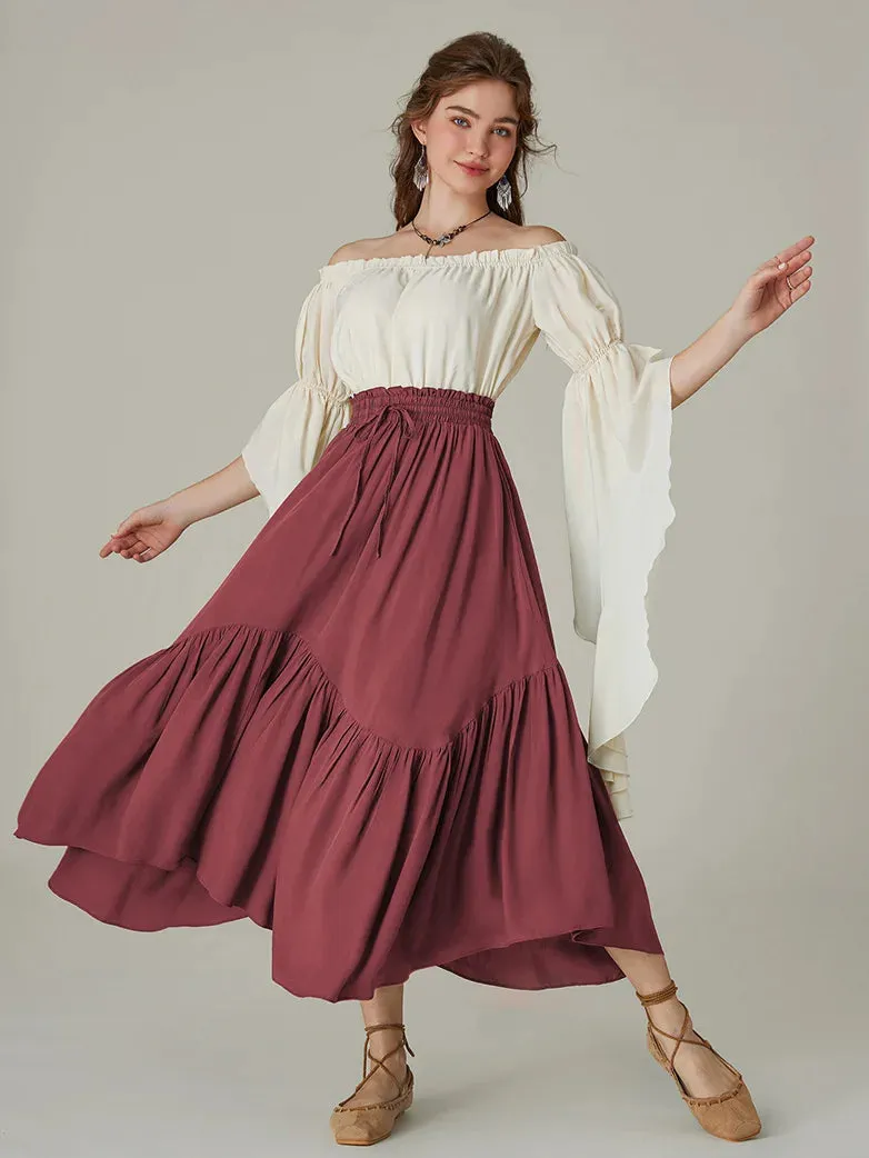 Renaissance Irregular Hem Flared Swing Pocket Skirt