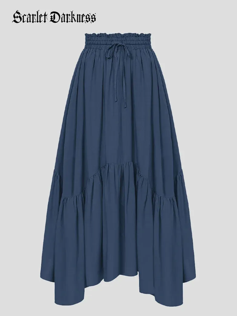 Renaissance Irregular Hem Flared Swing Pocket Skirt