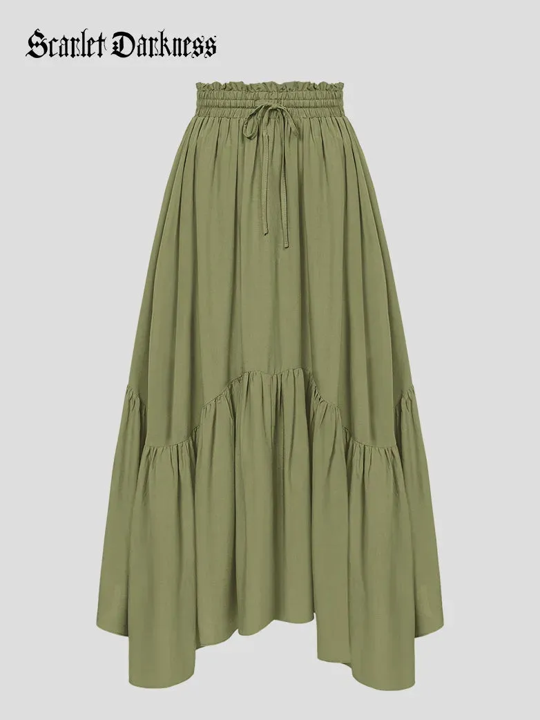 Renaissance Irregular Hem Flared Swing Pocket Skirt