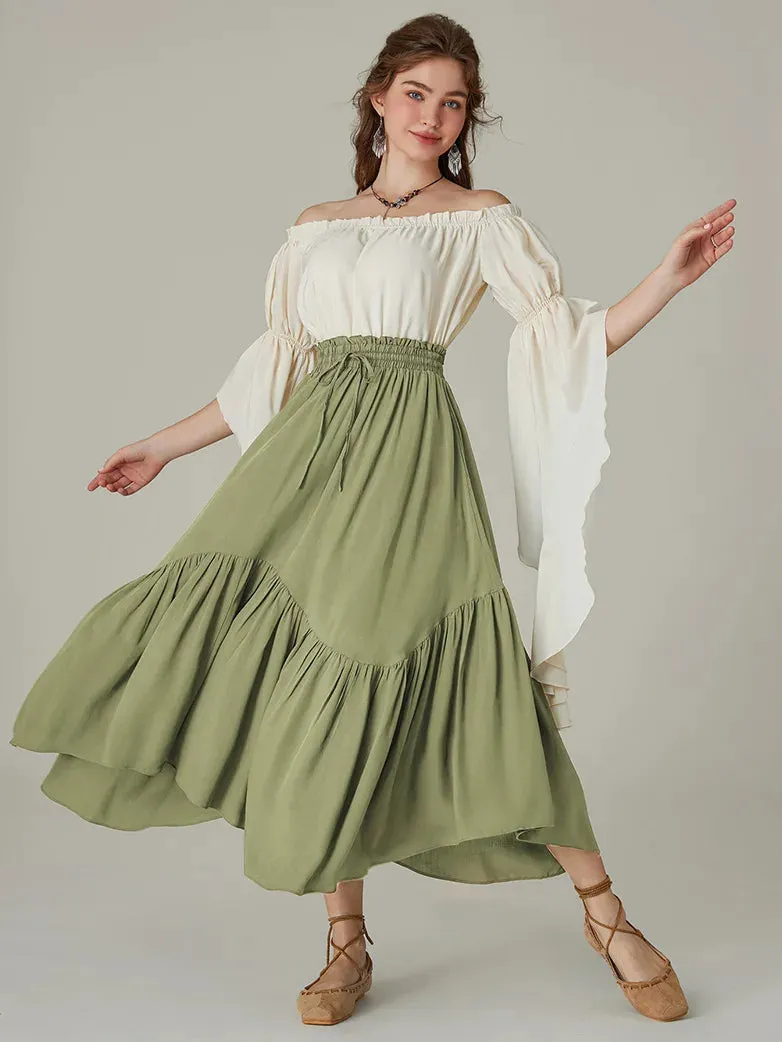 Renaissance Irregular Hem Flared Swing Pocket Skirt
