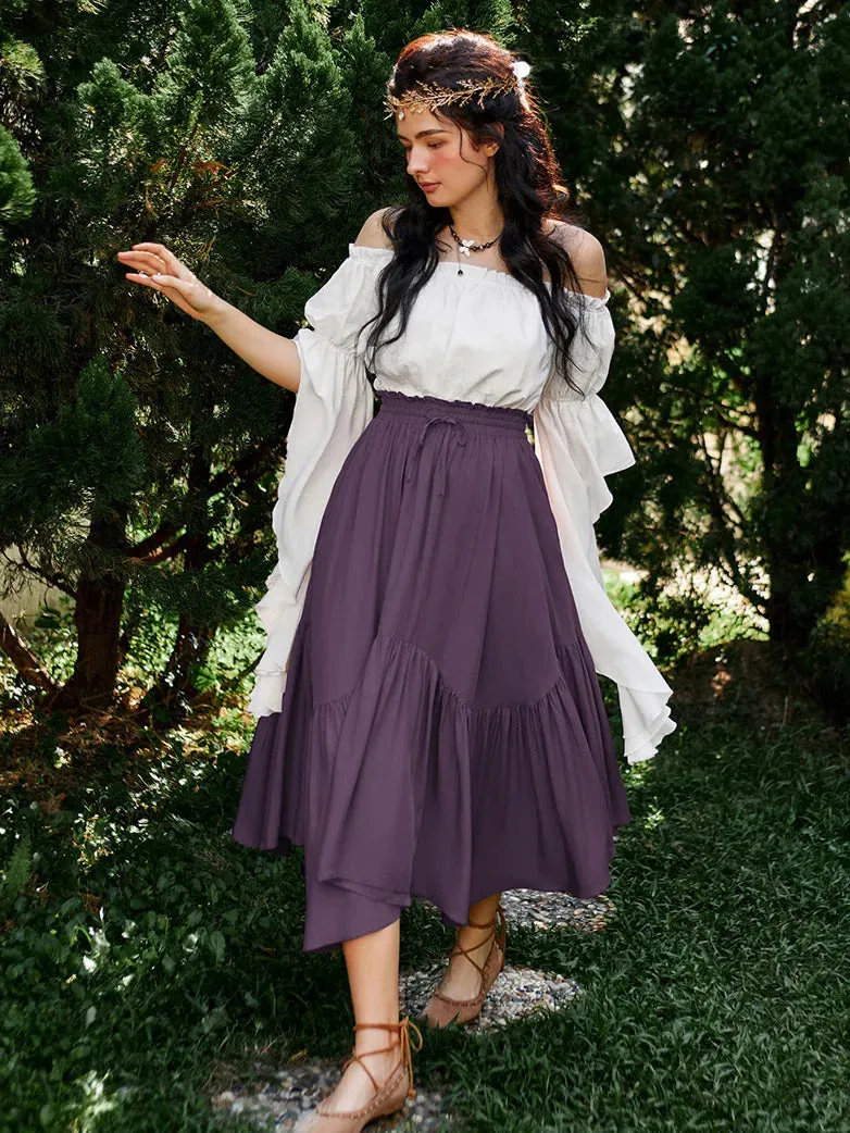 Renaissance Irregular Hem Flared Swing Pocket Skirt