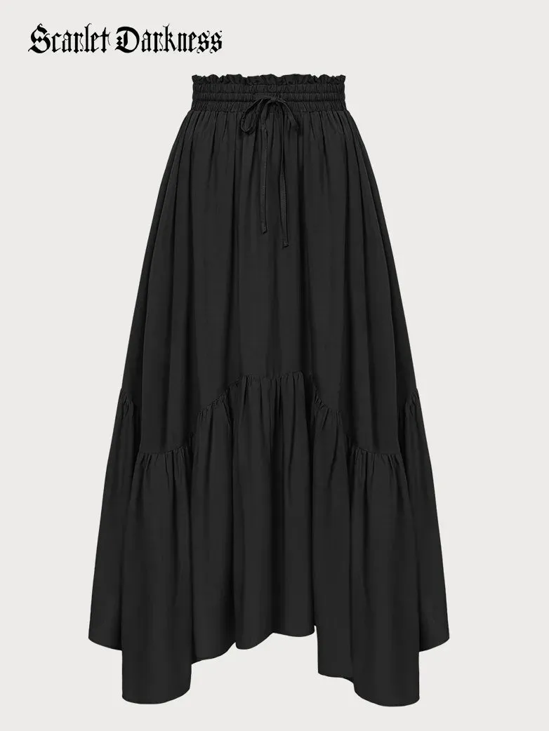 Renaissance Irregular Hem Flared Swing Pocket Skirt