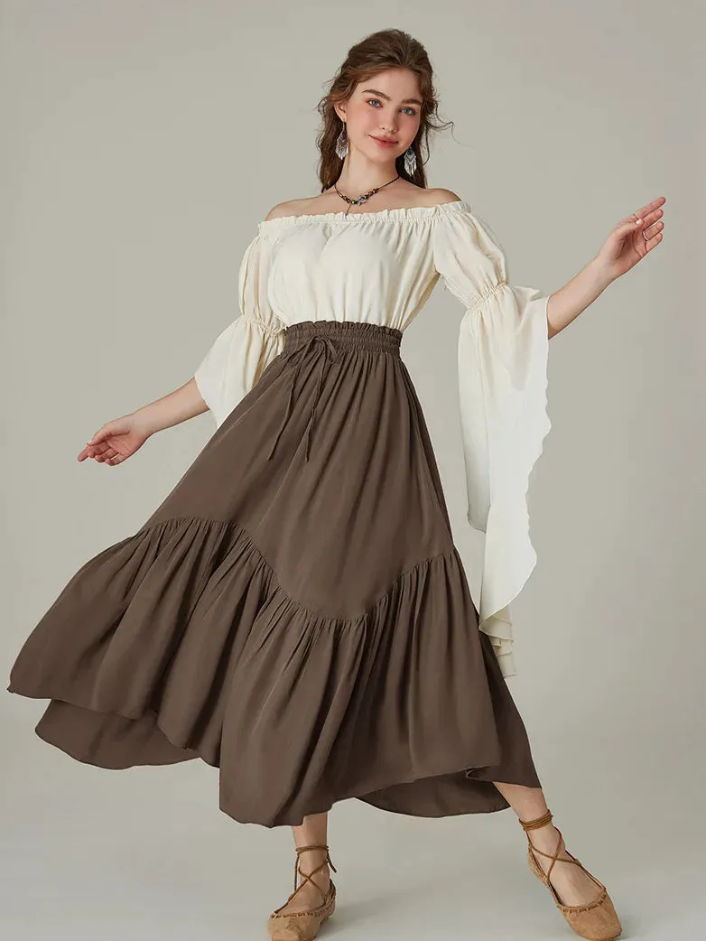 Renaissance Irregular Hem Flared Swing Pocket Skirt