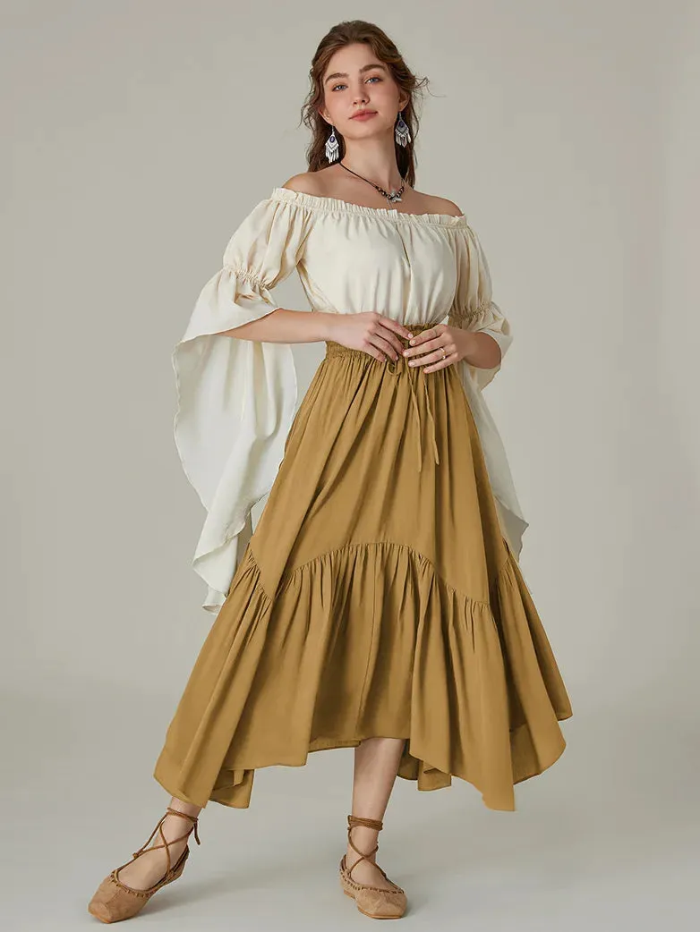 Renaissance Irregular Hem Flared Swing Pocket Skirt