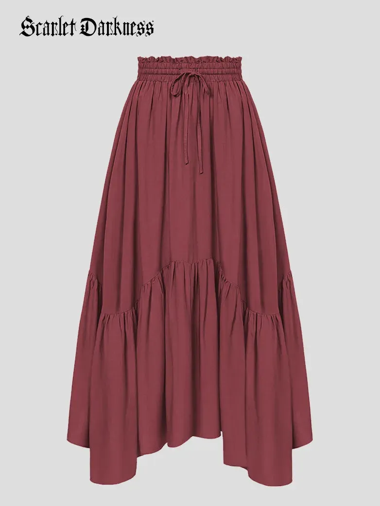 Renaissance Irregular Hem Flared Swing Pocket Skirt