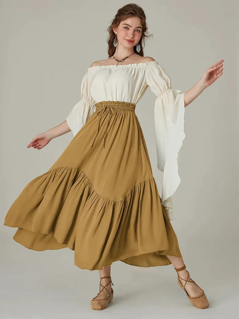 Renaissance Irregular Hem Flared Swing Pocket Skirt