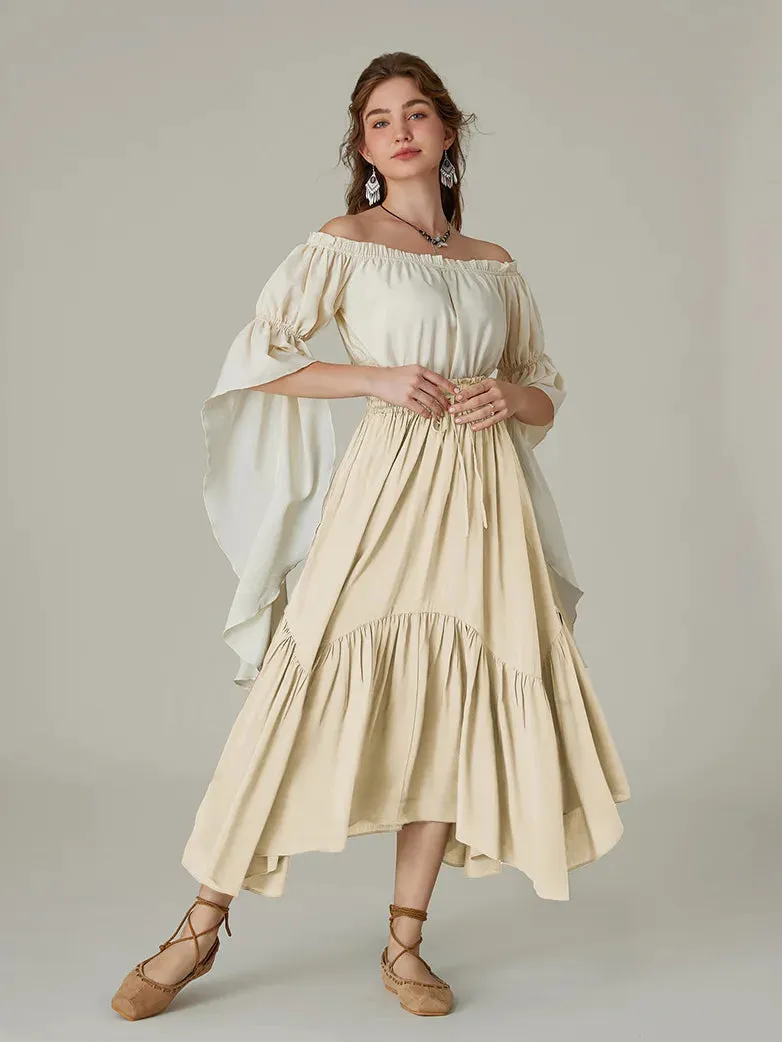 Renaissance Irregular Hem Flared Swing Pocket Skirt