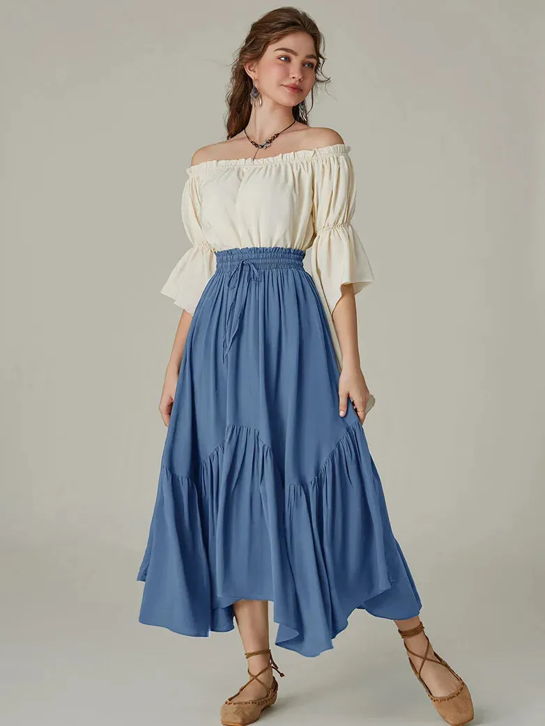 Renaissance Irregular Hem Flared Swing Pocket Skirt