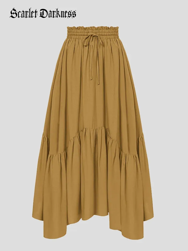 Renaissance Irregular Hem Flared Swing Pocket Skirt