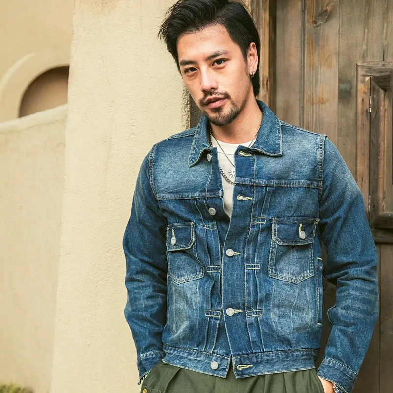 Reproduction Vv 101 Denim Jacket - Damaged Selvedge Jean - Washed Blue