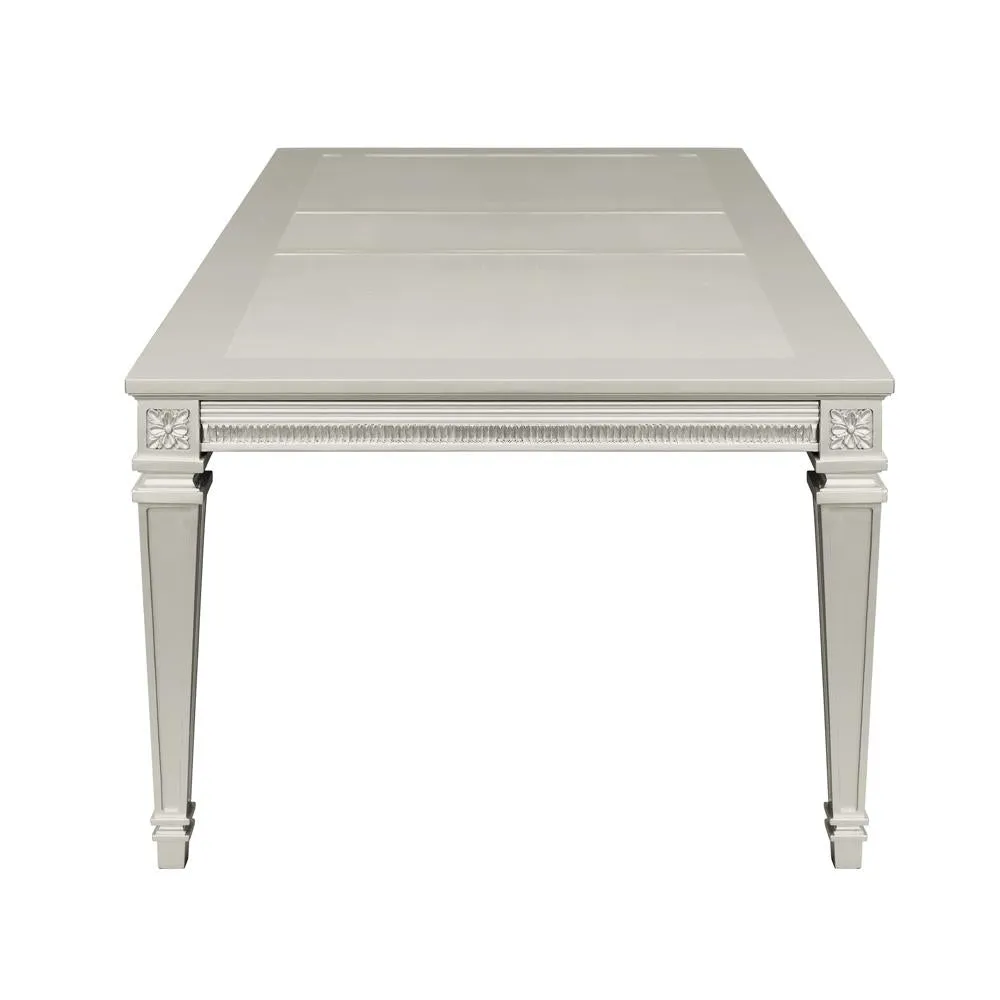 Silver Extendable Dining Table with Acrylic Inset - Seats 8