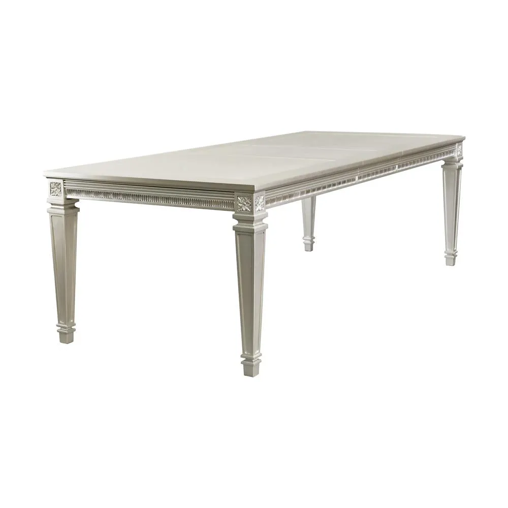 Silver Extendable Dining Table with Acrylic Inset - Seats 8