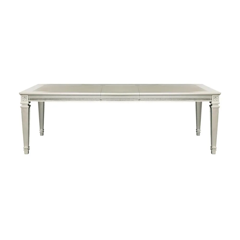 Silver Extendable Dining Table with Acrylic Inset - Seats 8
