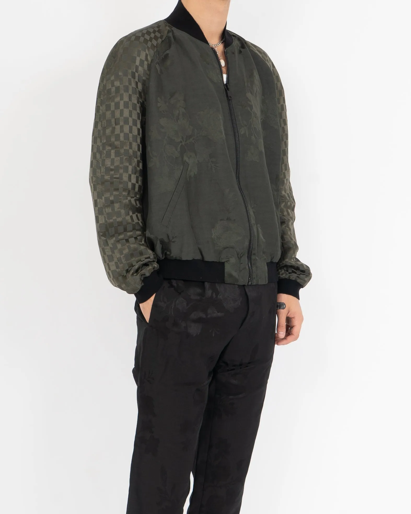 SS21 Green Floral Jacquard Bomber