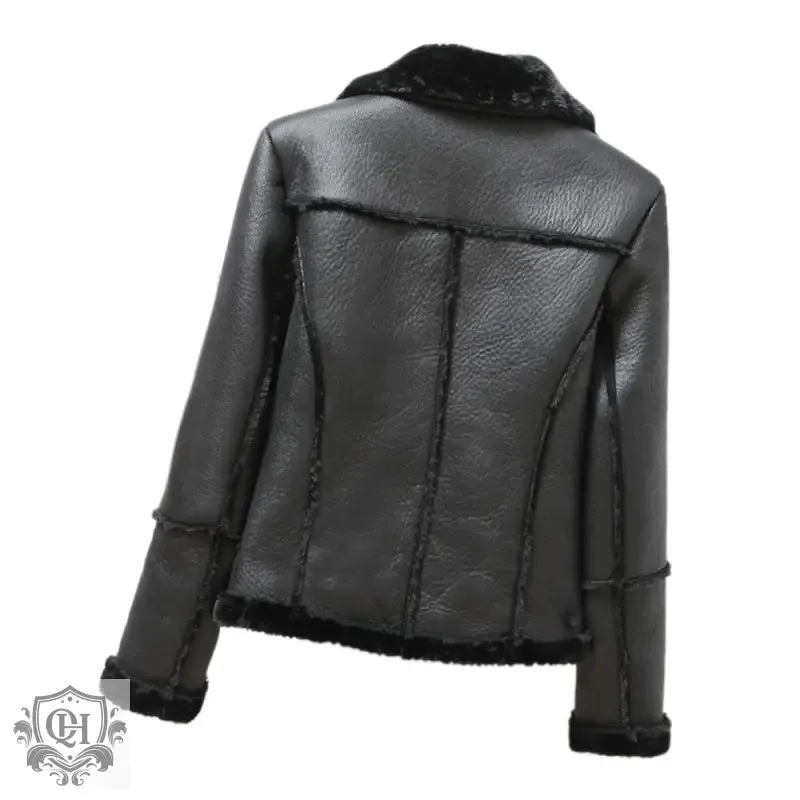 Stylish Faux Leather Zipper Jacket