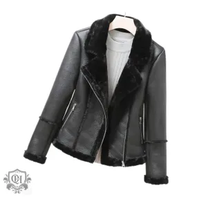 Stylish Faux Leather Zipper Jacket