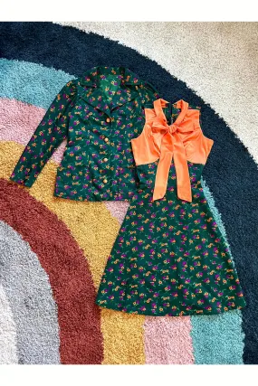 Vintage 70s Floral Mini & Jacket 2-Piece Set