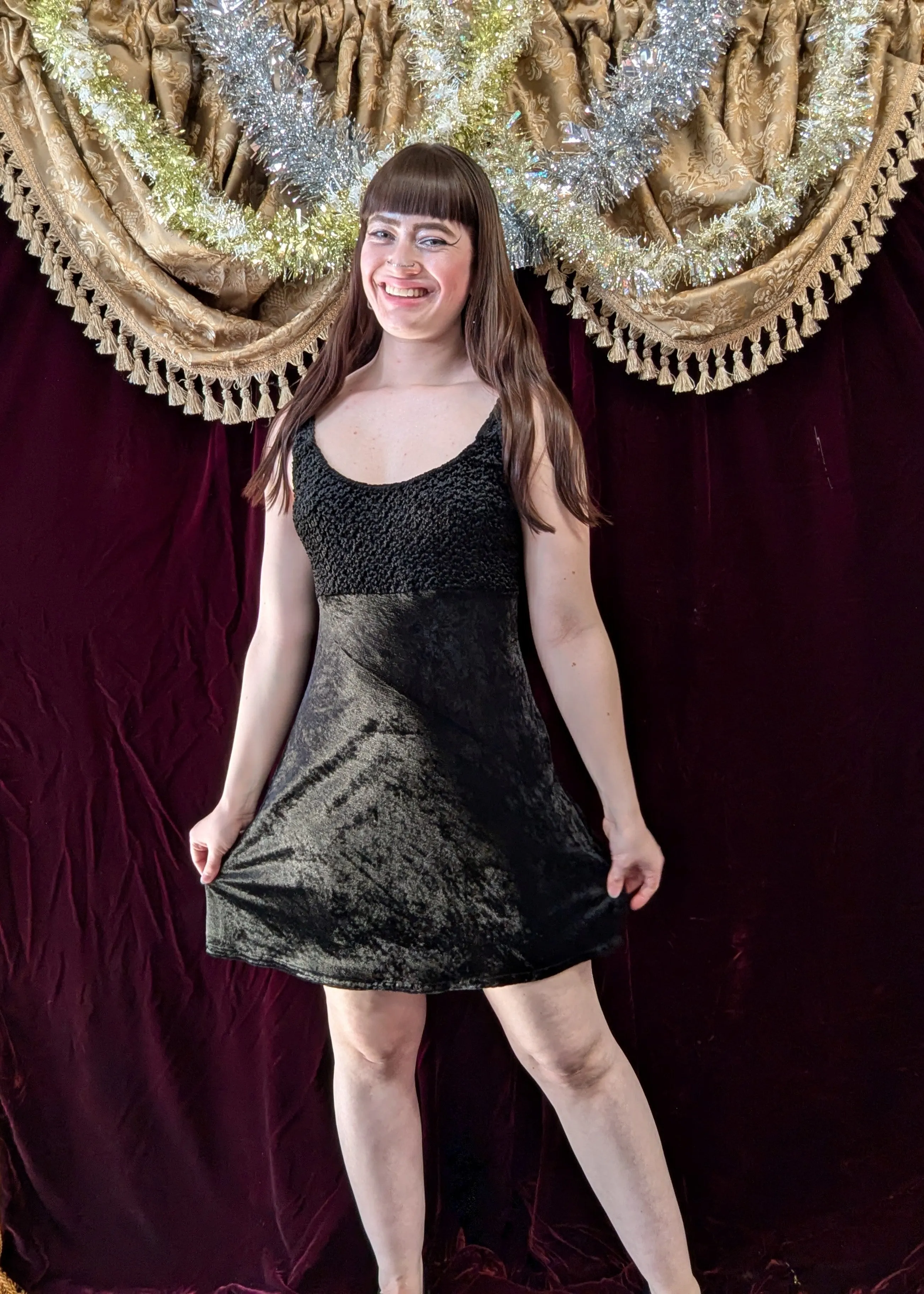 Vintage 90s Black Velvet Dress and Jacket